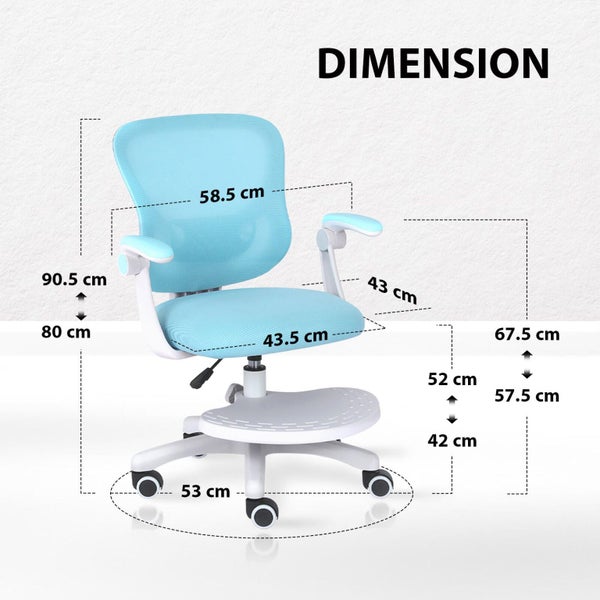 Kids Desk Chair - Children Office Study Seat With Footrest Cilo - Blue Carousel 11