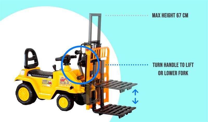 Kids Manual Forklift Ride-On With Working Mast Lift And Pallet Carousel 9