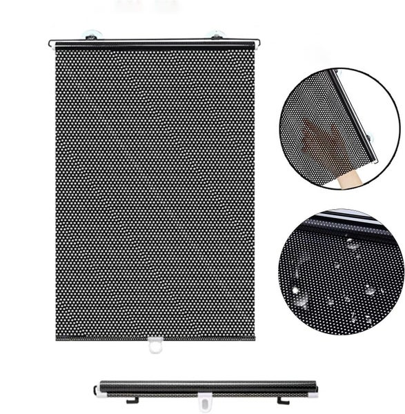 Car Home Window Retractable Roller Blinds Suction Cup Blackout Curtains-Black Carousel 1