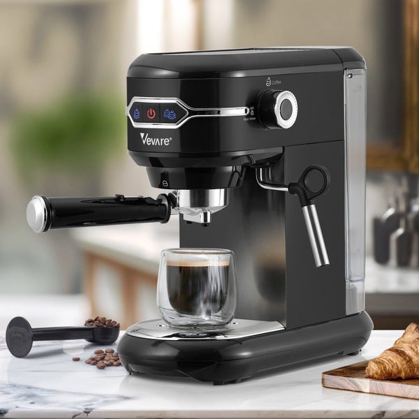 Espresso Coffee Machine Latter Cappuccino Maker 19 Bar Milk Frother Black Carousel 1