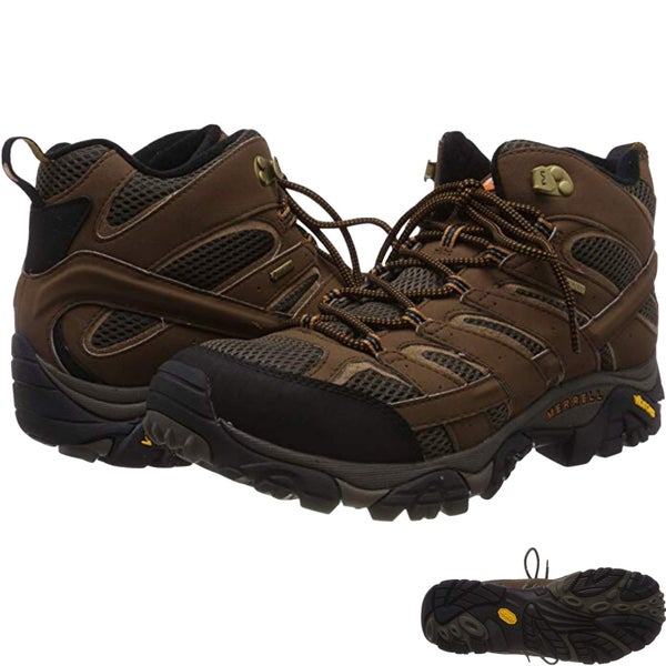 Merrell Mens Moab 2 Mid GTX Gore-Tex Hiking Shoes Boots Trail Outdoor - Earth Carousel 2