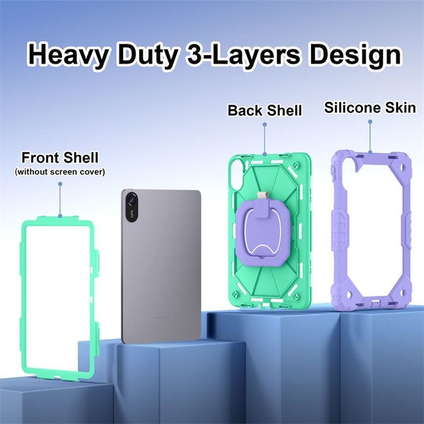 Tablet Case for Redmi Pad2 11In Shockproof Case with Strap-PurpleGreen Carousel 2
