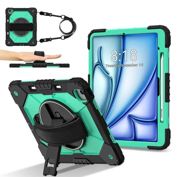 Tablet Case for iPad Air 13Inch M2 / M3 with Strap-BlackMintGreen Carousel 1