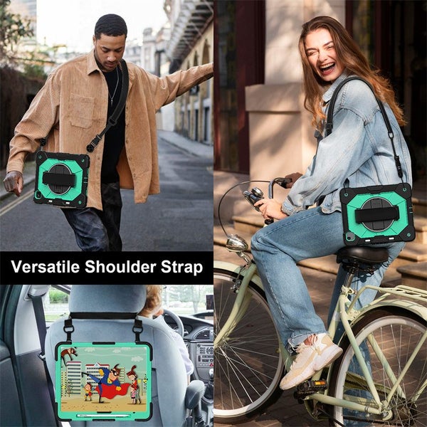Tablet Case for iPad Air 13Inch M2 / M3 with Strap-BlackMintGreen Carousel 7