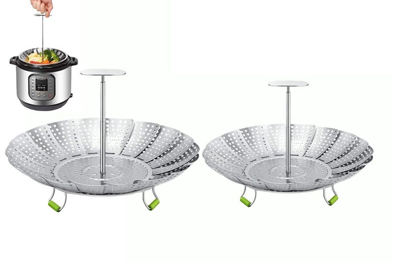 2Pcs Folding Mesh Cook Steam Basket Stainless With Removable Handle-ST1 And ST2 Carousel 1