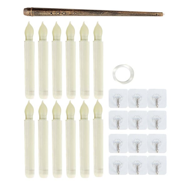 12Pcs Candle Lights Floating Lamps with Magic Wand Remote-Yellow light Carousel 2