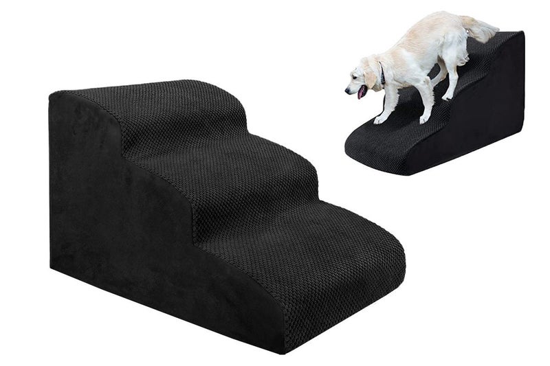 Foam Dog Stairs Ramps Non Slip Pet Steps for Older Dogs Injured-Black Carousel 1