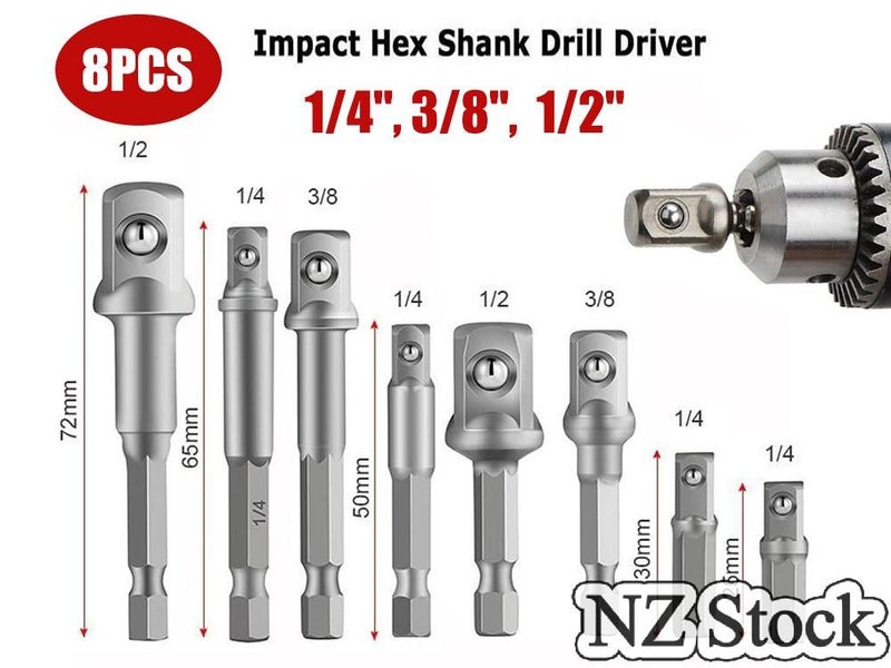 Impact Socket Adapter Set 1/4" 3/8" 1/2" Hex Shank Drill Bits Extension Set Carousel 1
