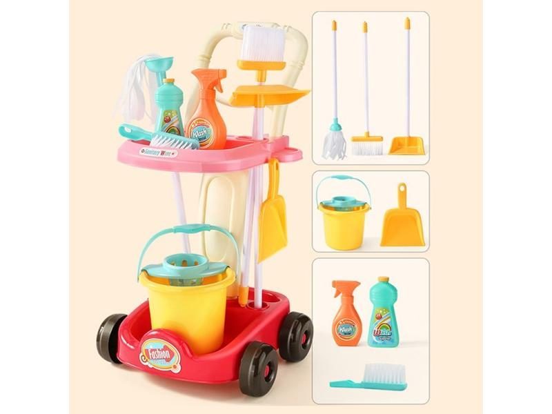 New 1 Pcs/set Pretend Play Toy Simulation Vacuum Cleaner Cart Cleaning Dust Carousel 4