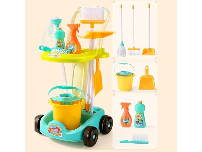 1 Pcs/set Pretend Play Toy Vacuum Cleaner Cart For Baby Kids Play House Dolls Carousel 1