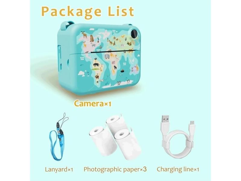 Print Camera For Kids 2 Inch Screen With 3 Print Papers Birthday Gift HD Toy Carousel 1