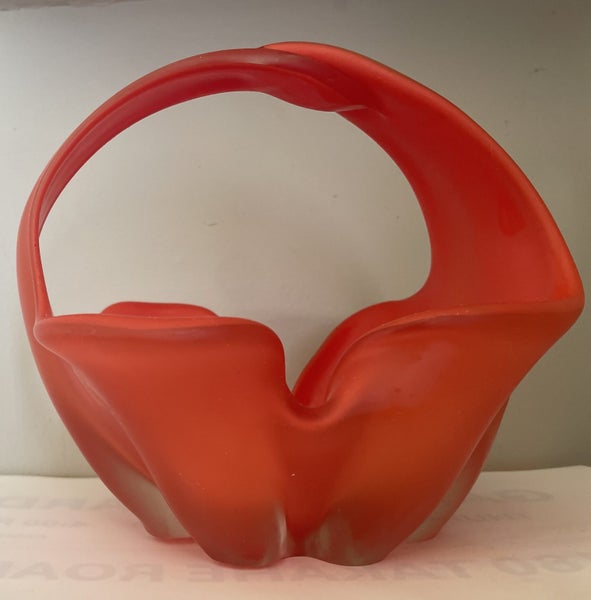 Mid-Century Murano-Style Red Art Glass Basket – Hand-Blown Sculptural (22cm) Carousel 1