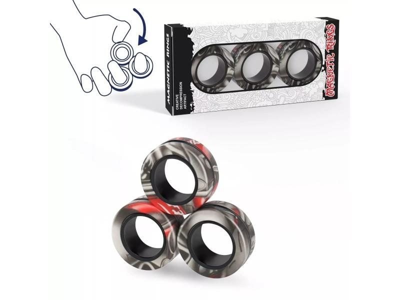 3Pcs Fidget Spinner Magnetic Ring Toys For Adult Kids Anxiety Stress Relief Carousel 2