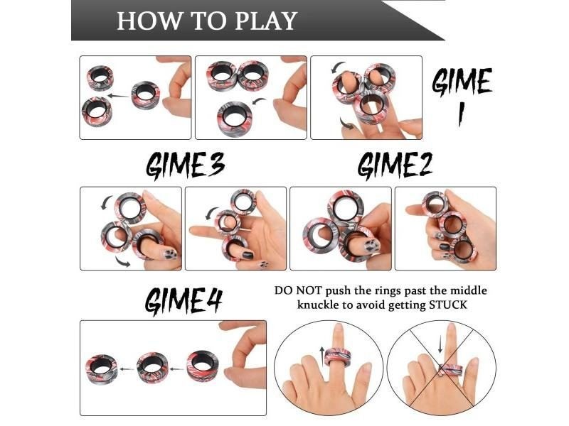 3Pcs Fidget Spinner Magnetic Ring Toys For Adult Kids Anxiety Stress Relief Carousel 4