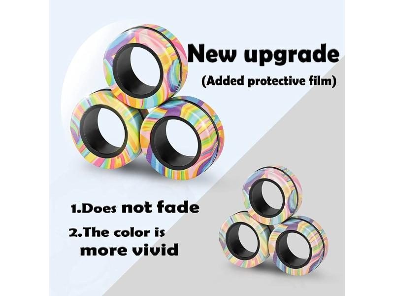 3pcs Finger Magnetic Rings Colorful Fidget Toy Set For Stress Relief Carousel 2