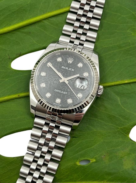 Rolex Oyster Datejust Black DIAMOND DIAL Steel Mens Wristwatch 2008 Ref 116234 Carousel 1