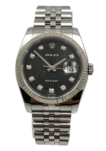 Rolex Oyster Datejust Black DIAMOND DIAL Steel Mens Wristwatch 2008 Ref 116234 Carousel 2