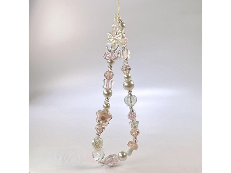 Y2K Glass Flower Bead Phone Strap Charm Chain Knot Cellphone Lanyard Keychain Carousel 4