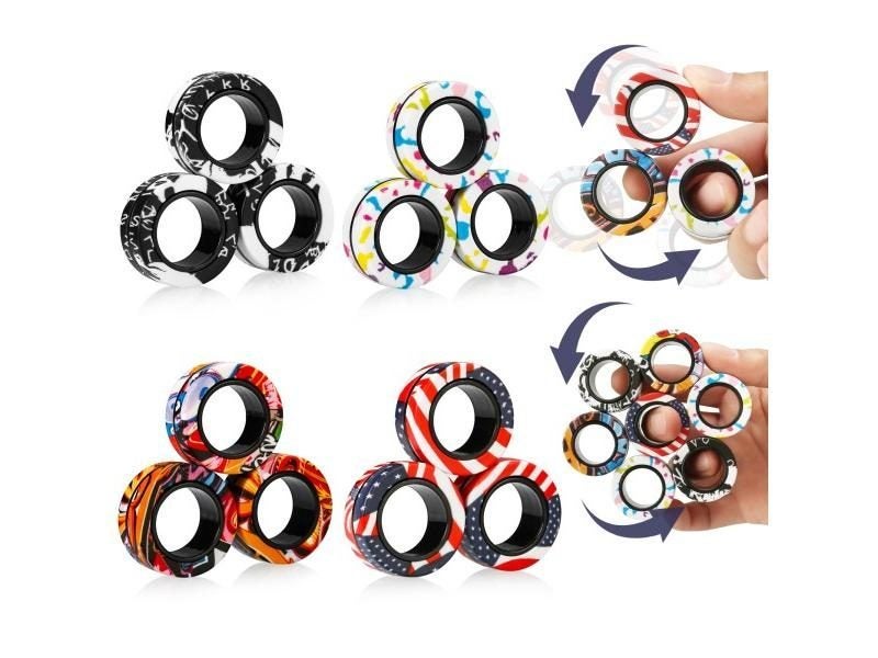 3Pcs Fidget Spinner Magnetic Ring Toys For Adult Kids Anxiety Stress Relief Carousel 1