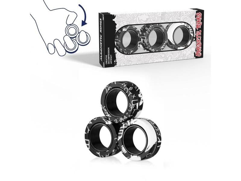 YISHIDANY 3pcs Finger Magnetic Rings Colorful Fidget Toy Set Adult Magnets Carousel 1