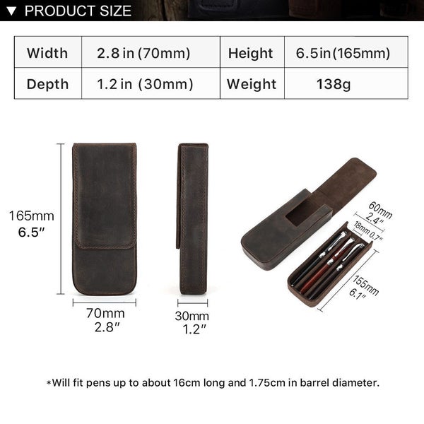 Luxury Genuine Leather 3 Slots Pen Case Pencil Case Office Supplies Carousel 2