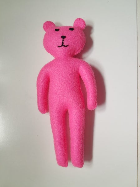 Small Handmade Felt Teddy Bear - Pink Carousel 1