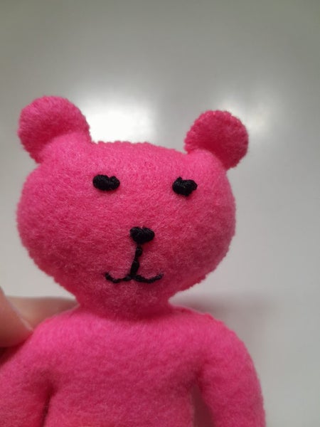 Small Handmade Felt Teddy Bear - Pink Carousel 2