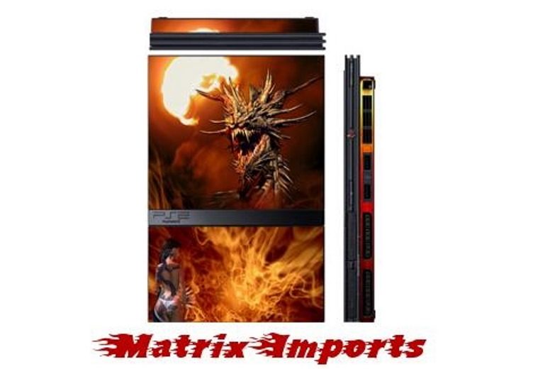 Give your PS2 Slim ATTITUDE!! Dragon's Breath Skin... Brand New... Carousel 1