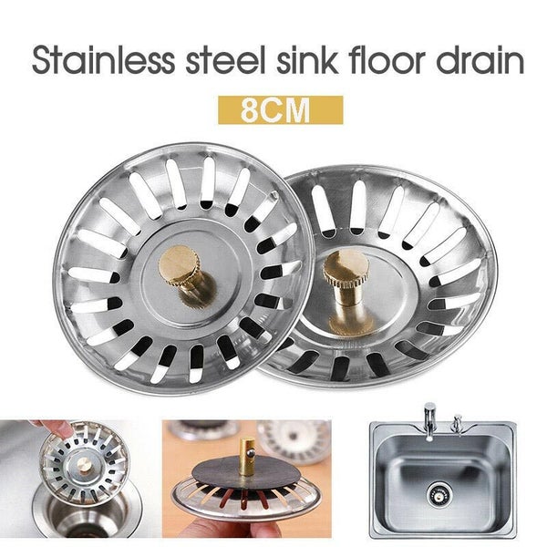 Stainless Steel Kitchen Sink Drain Strainer Waste Plug Sink Filter Carousel 7