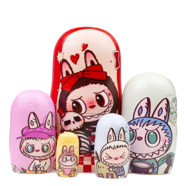 Nesting Dolls Large 14cm 5-in-1 the Monsters Labubu style Carousel 1