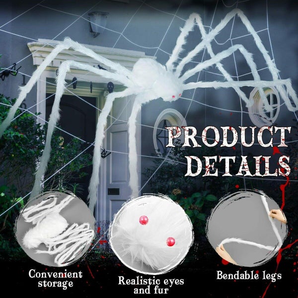 3 Piece Set 60cm 90cm 150cm White Hair Spider Ideal For Halloween Decorations Ha Carousel 1