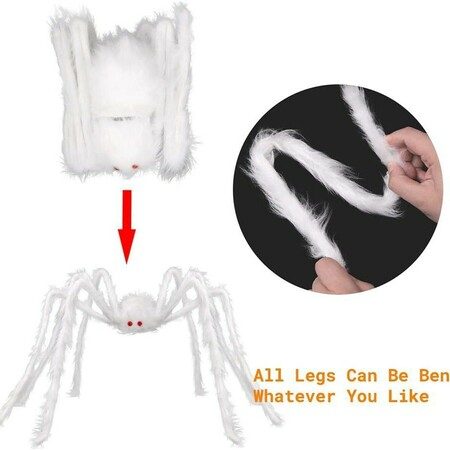 3 Piece Set 60cm 90cm 150cm White Hair Spider Ideal For Halloween Decorations Ha Carousel 6