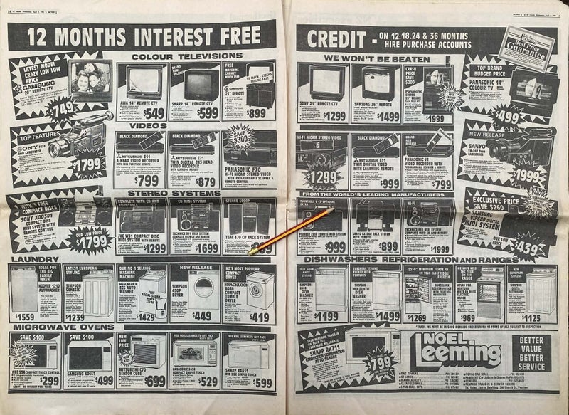 VINTAGE NEWSPAPER ADVERT: Noel Leeming 1990 Carousel 1