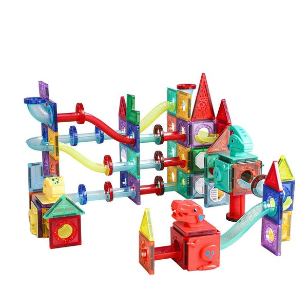 Kids 170Pcs Magnetic Tiles Blocks Dinosaur STEM Building Toy Children Gift Play Carousel 1