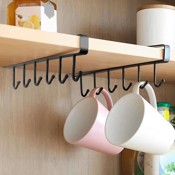 4 Piece Metal 6 Hook Mug Rack Hanging Wardrobe Kitchen Organizer Coffee Tea Carousel 5