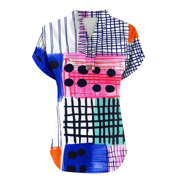 Linen Shirts for Women Summer Casual Loose Button Down V Neck Short Sleeves Carousel 5