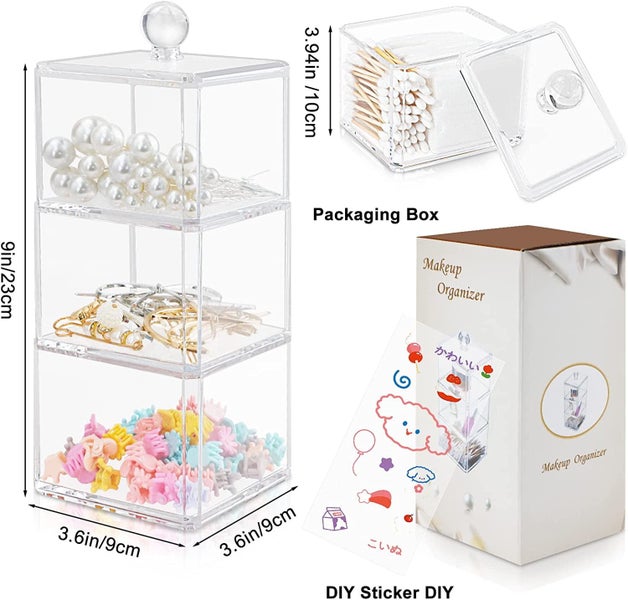 Hair Accessories Organizer for Girls, 3 Stackable Hair Organizer Storage wi Carousel 2