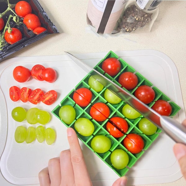 Food Prep Grid Tray for Cherry Tomatoes and Grapes, 16-Compartment Fruit Sl Carousel 8