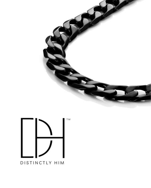 Onyx Black Cuban Cut Chain Necklace Set Carousel 2