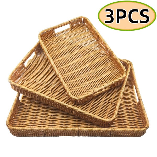 Serving Tray with Handles Rattan Serving Tray Rectangular Woven Tray Decora Carousel 1