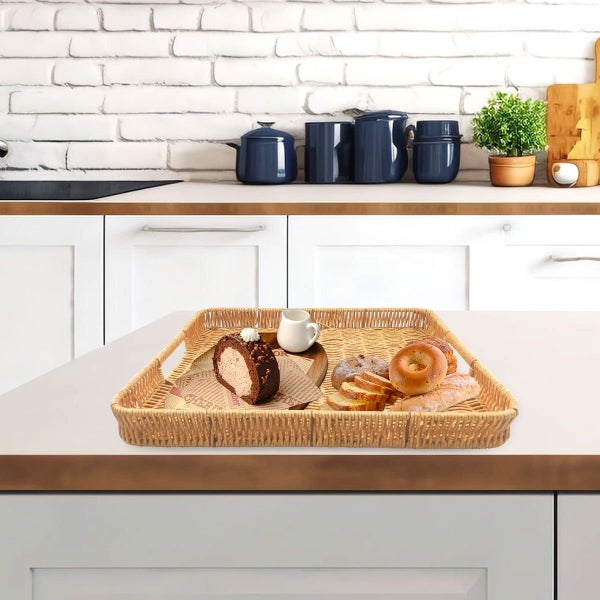 Serving Tray with Handles Rattan Serving Tray Rectangular Woven Tray Decora Carousel 2