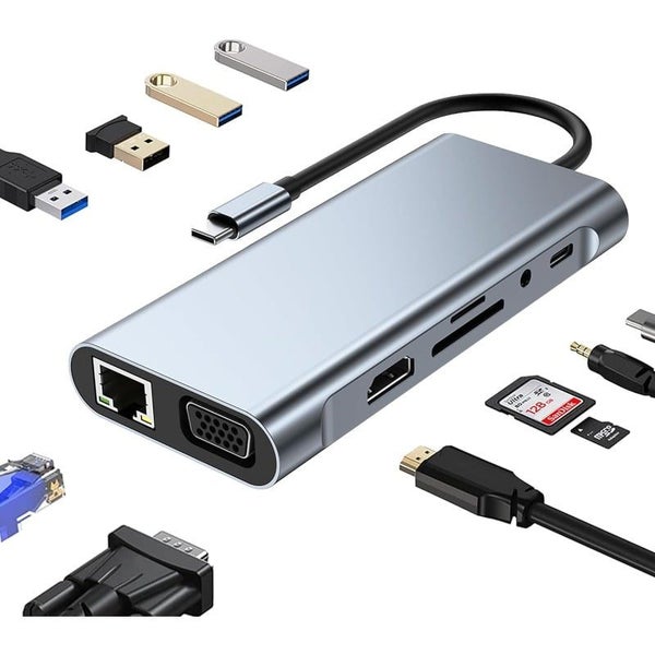 USB C Multiport Hub, 11 in 1 Docking Station with 4K HDMI, VGA, 1000 RJ45 E Carousel 1