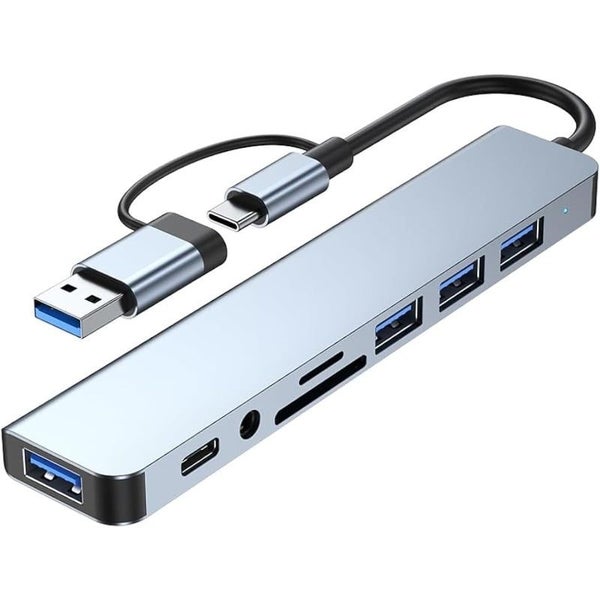USB C Hub Pro 8 in 1 Multiport Adapter, 3 USB 2.0 Ports, 1 USB 3.0 Port, SD Carousel 1