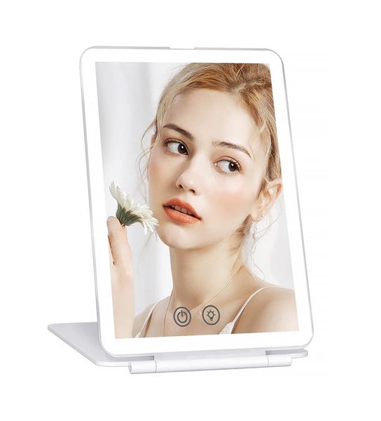 Travel Makeup Mirror, 3 Color Lighting Vanity Mirror, Rechargeable 1000mAh Carousel 2