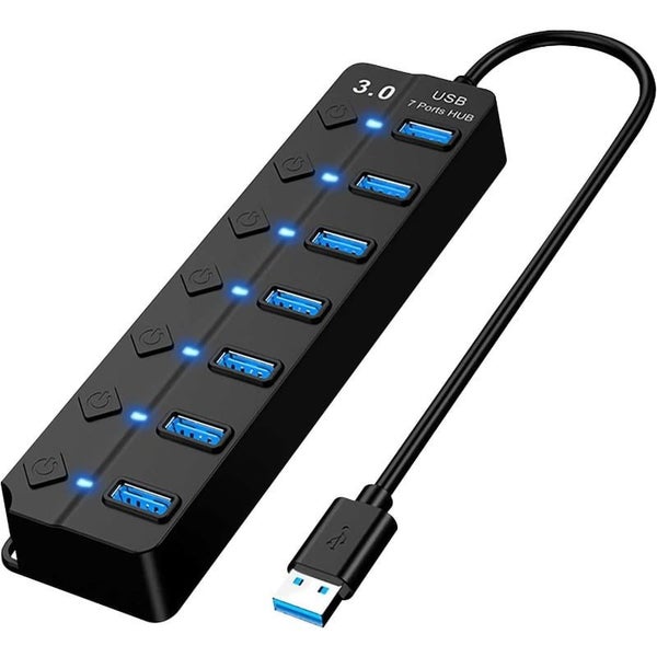 PC Multiport Adapter with 7 USB Ports, High-Speed ??3.0 USB Hub for Laptop/ Carousel 1