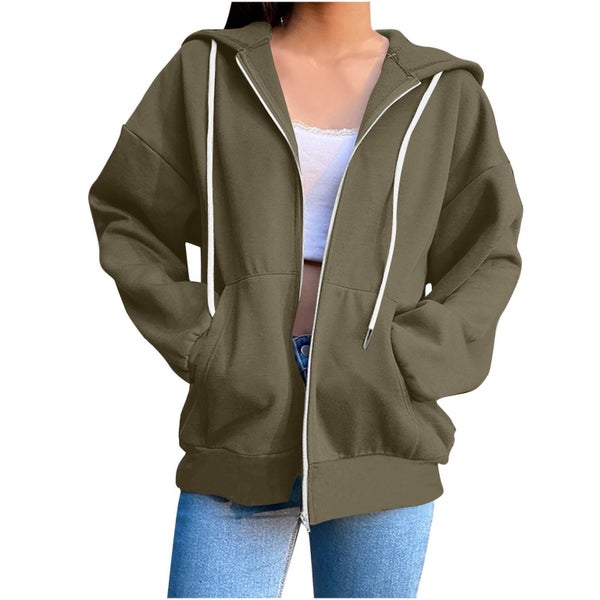 Trendy Queen Womens Zip Up Hoodies Oversized Sweatshirts Fall Fashion Outfi Carousel 2