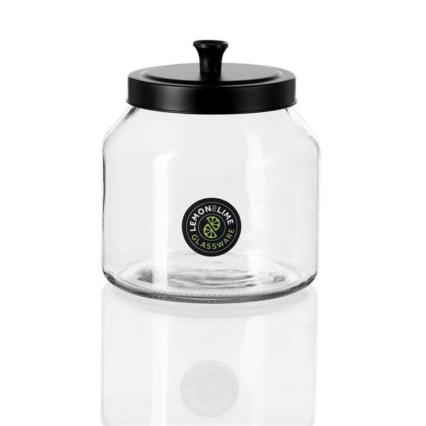 Lemon & Lime 2L 18cm Cosmo Glass Jar w Black Lid Food Kitchen Storage Display Carousel 1