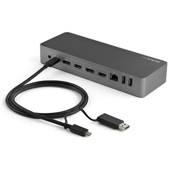 Star Tech 4K 60Hz Dual Monitor Hybrid USB C USB A Dock Station 100W for Laptop Carousel 2