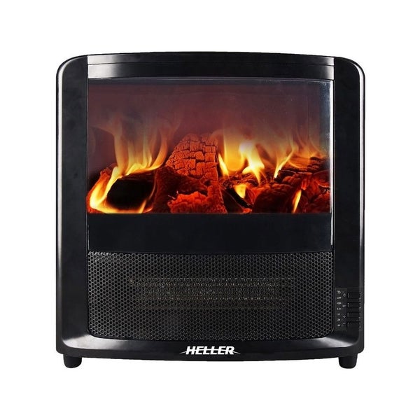 Heller 2000W LED Electric Indoor Fireplace Heater w Fire Flame Effect & Timer Carousel 1