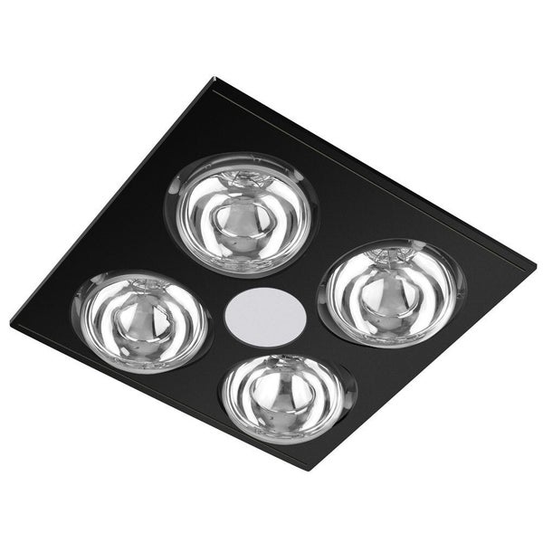 Sunair 3-in-1 4 Globe Bathroom 30cm Heater Exhaust Fan w 8W LED Downlight Black Carousel 1